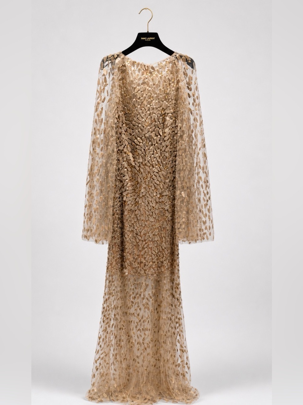 Jenny Packham sequined tulle caped gown